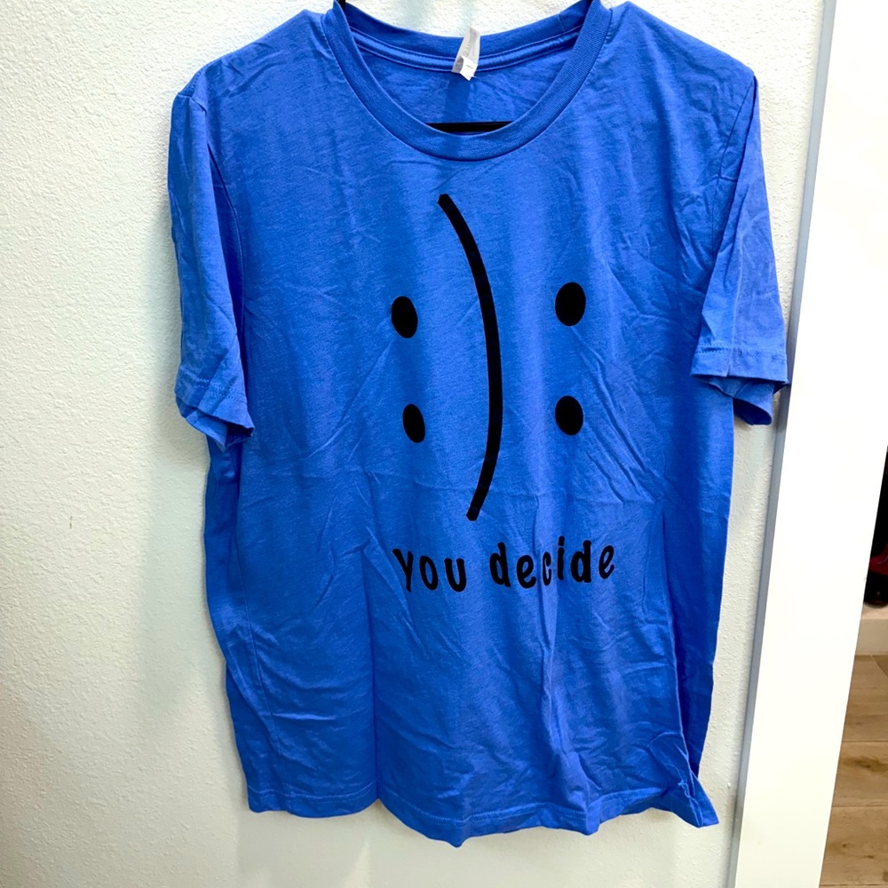 Bella + Canvas “You Decide” Emoji Graphic Tee Blue Size L - Picture 1 of 5